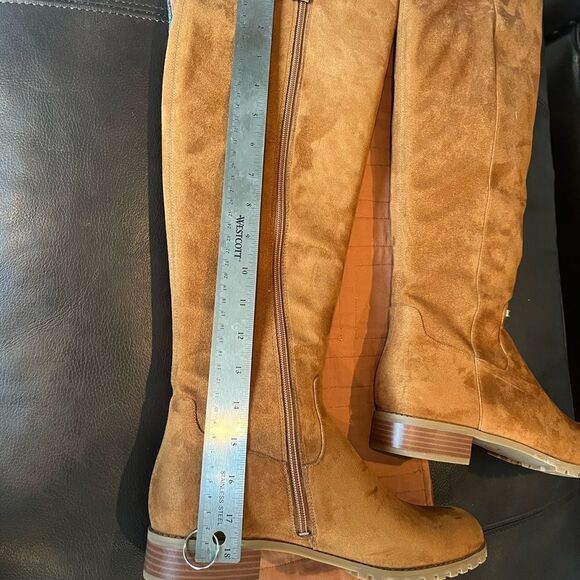 Michael Kors Woman Brown Faux Leather Suede Stretch Boots - Picture 10 of 14